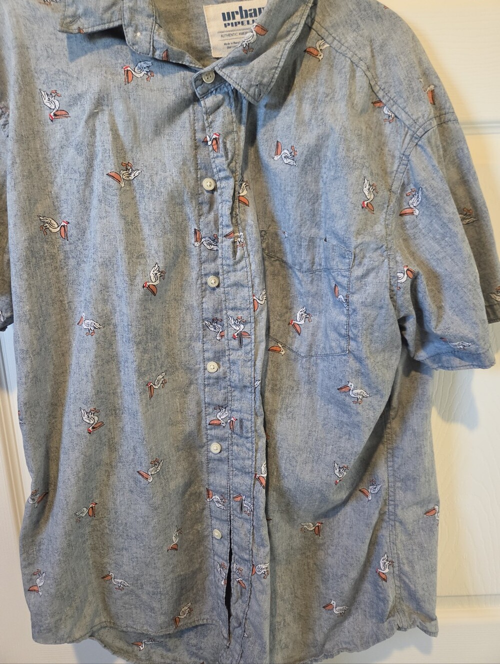Urban Pipeline Men's Light Blue Printed Button-Up Shirt